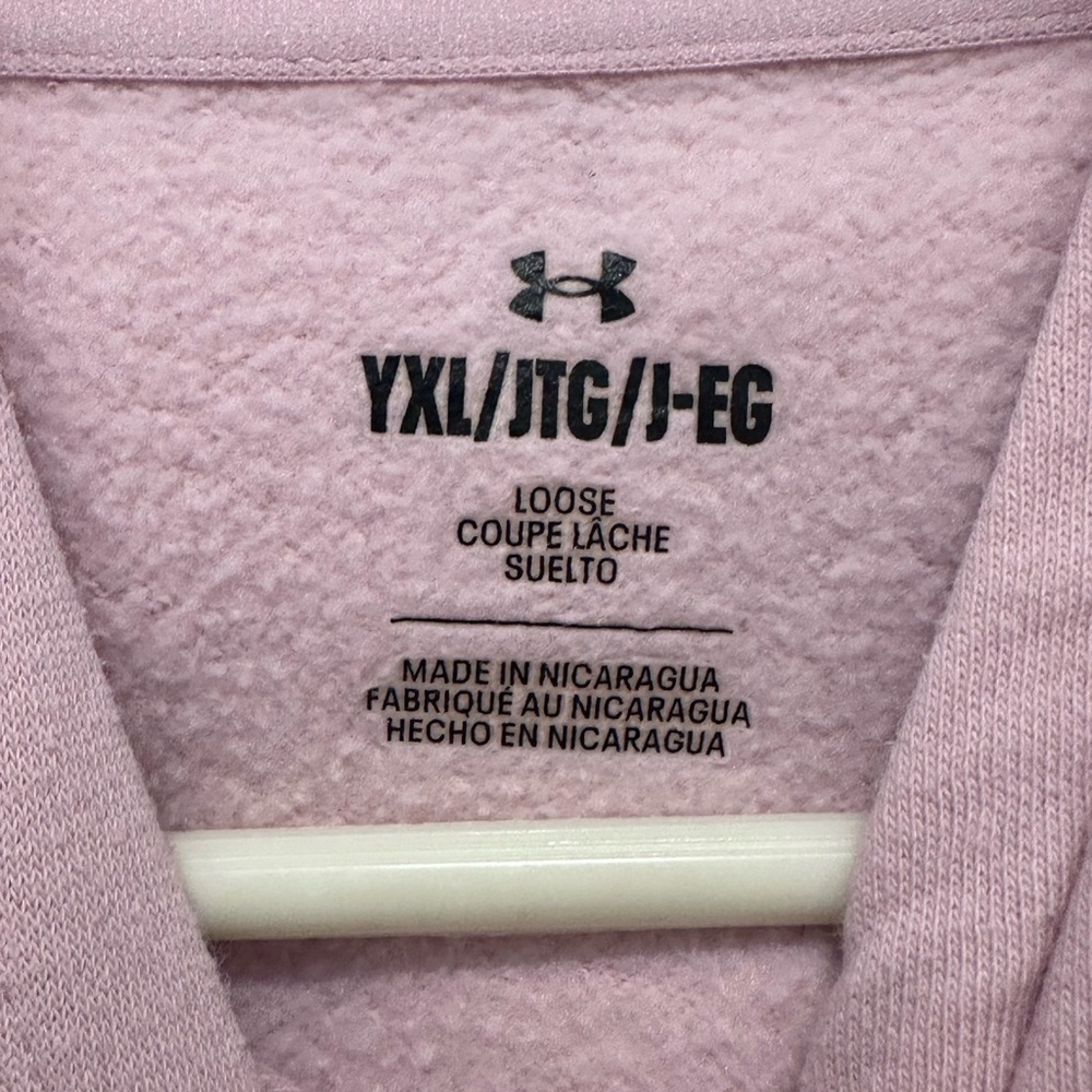 Under Armour Girl's Rival Fleece Big Logo Hoodie Pink Youth XL - Picture 4 of 4